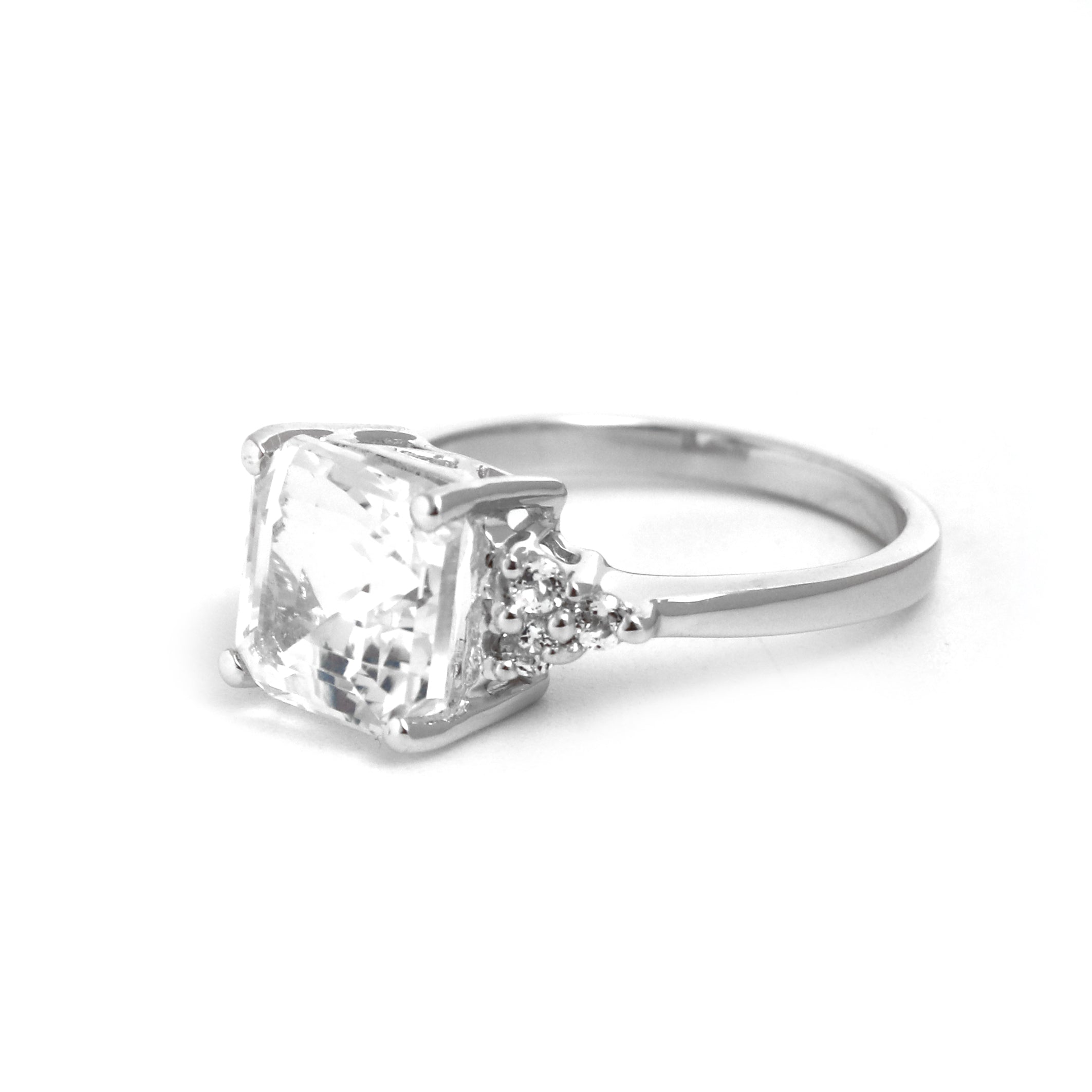 Natural White Topaz Ring
