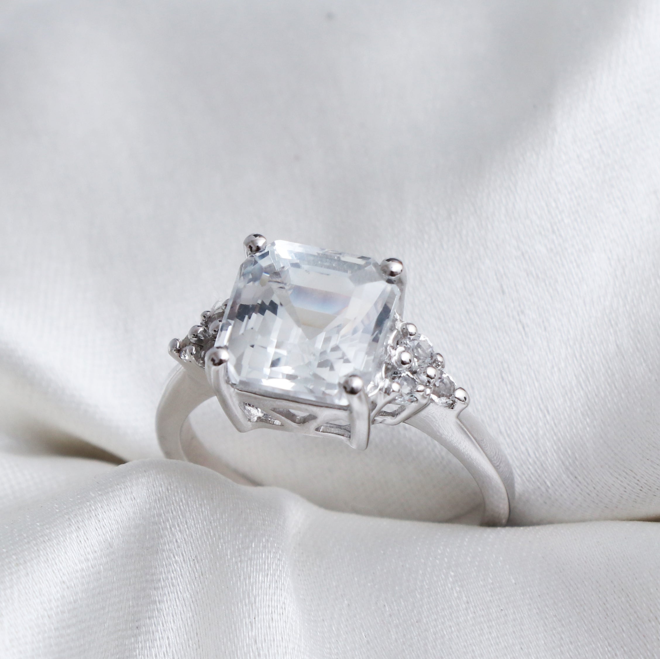 Natural White Topaz Ring