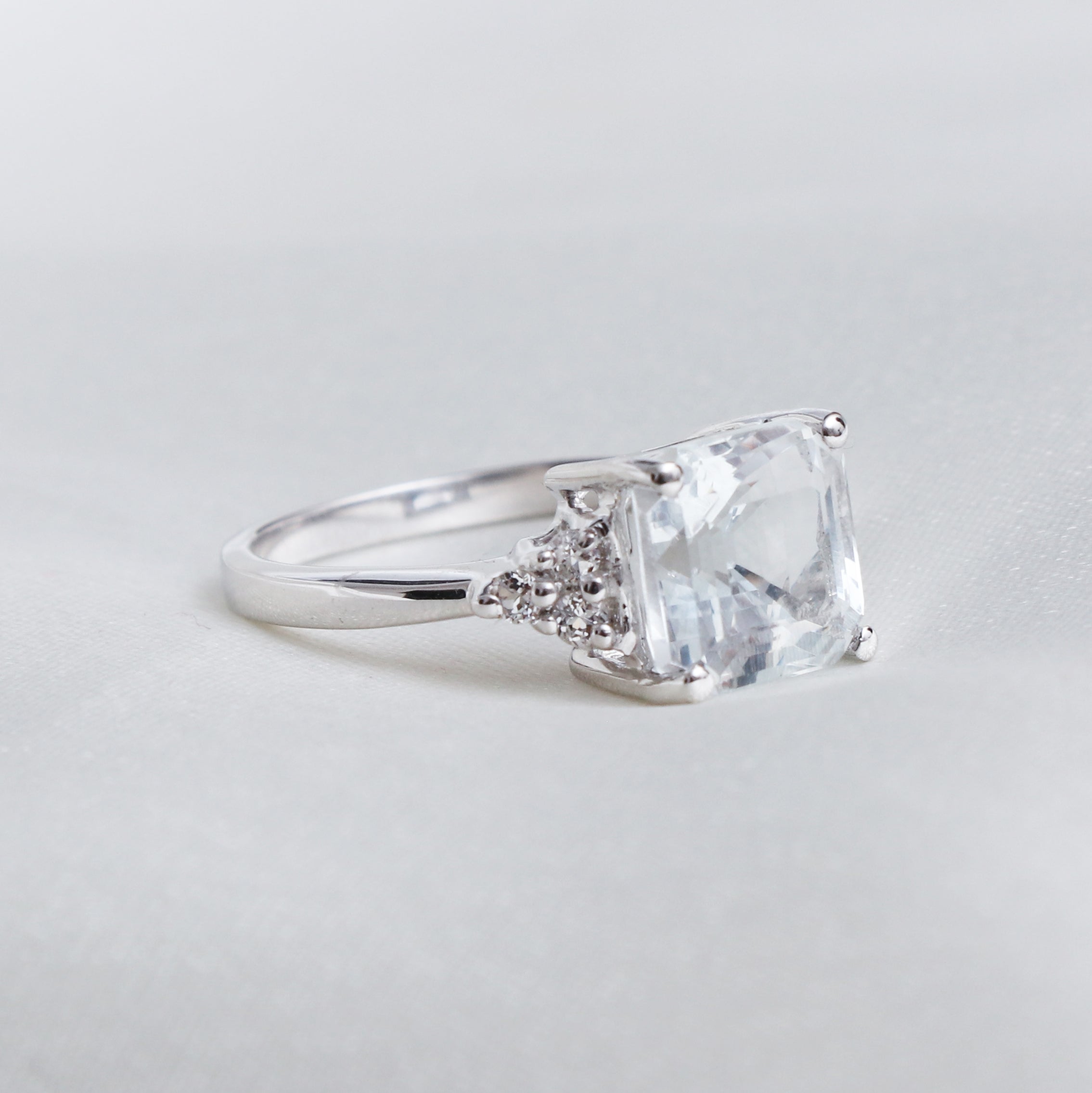 Natural White Topaz Ring