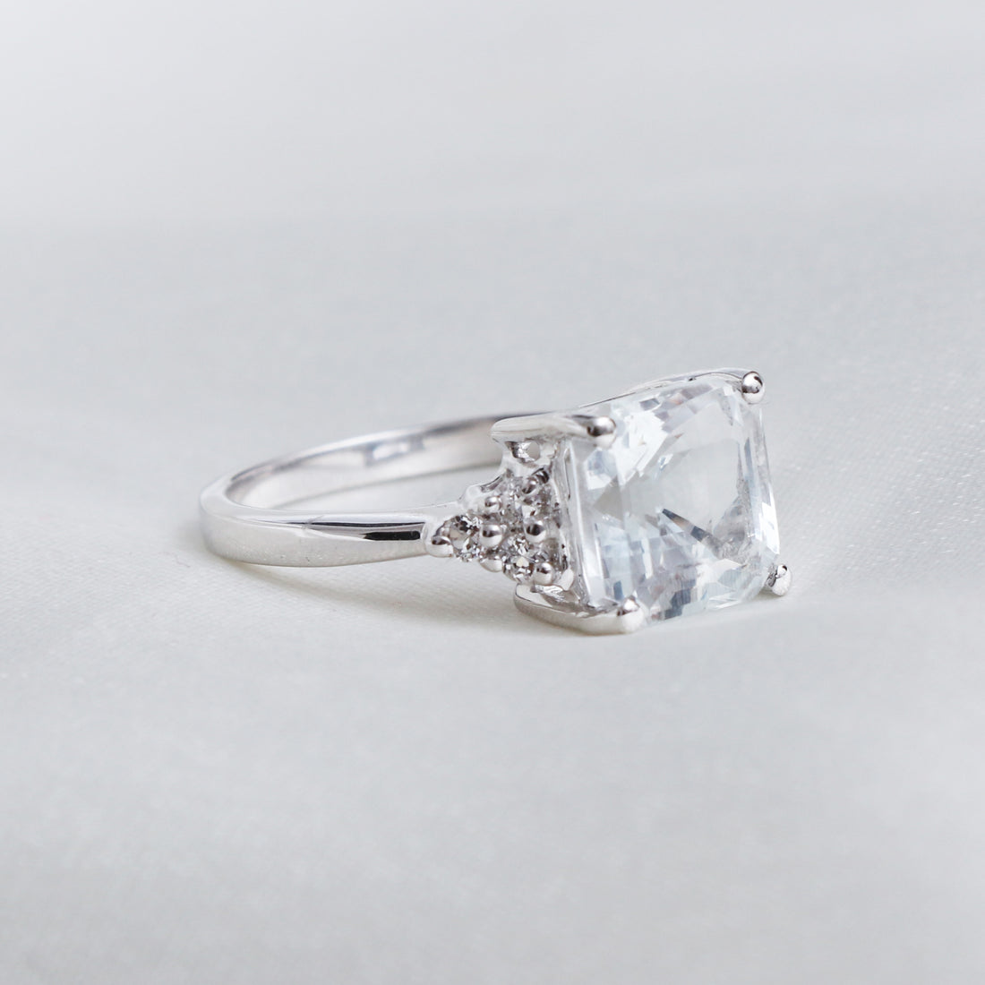 Natural White Topaz Ring