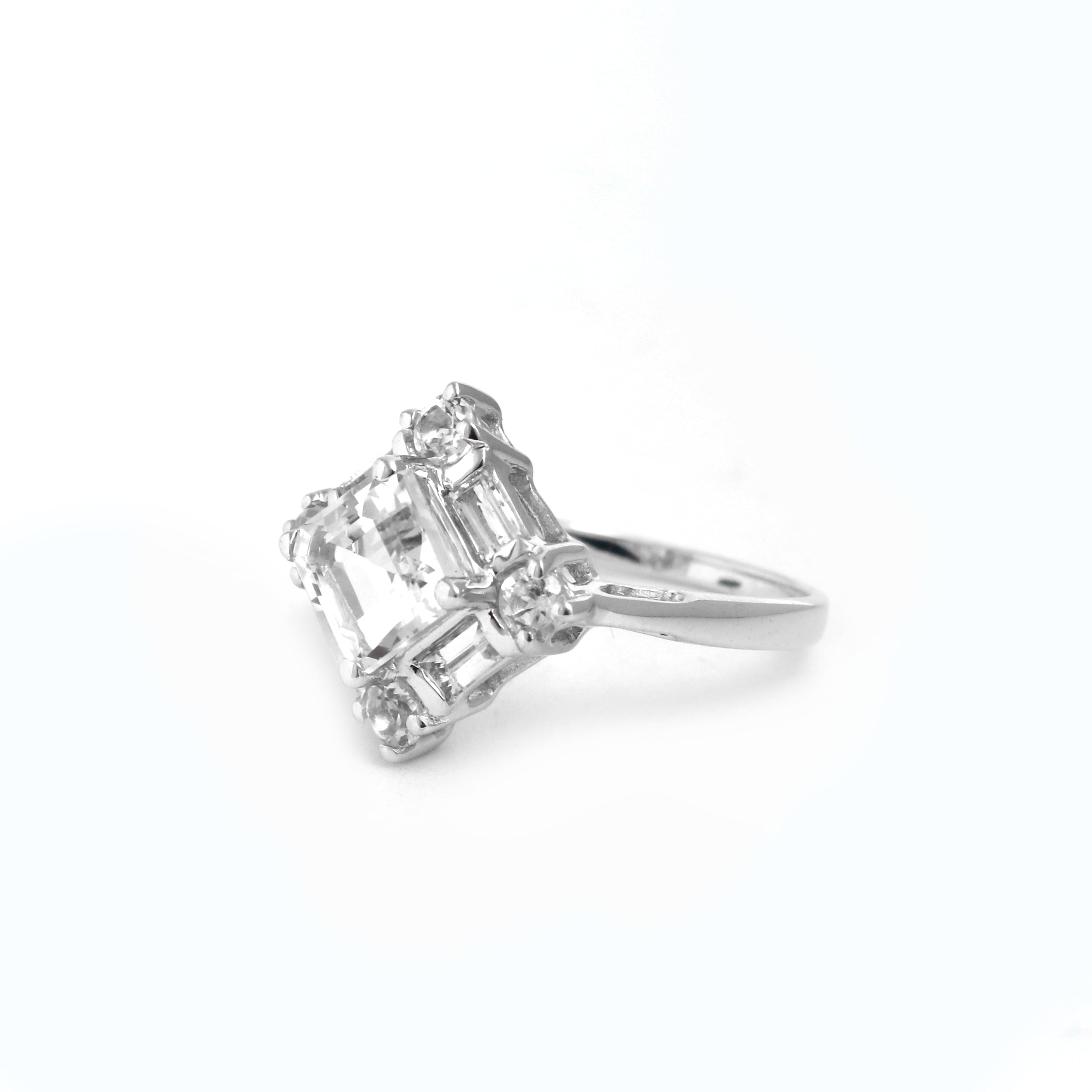 White Topaz Gemstone Ring