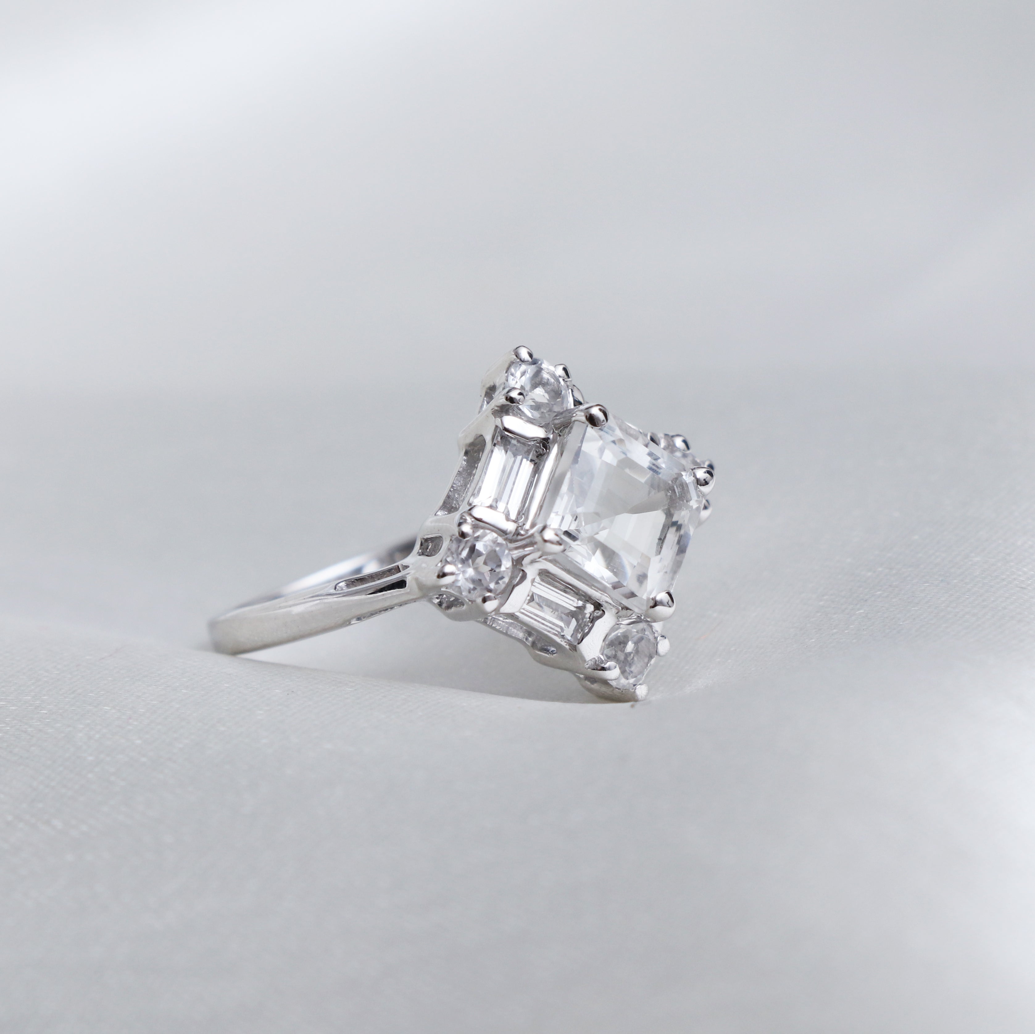 White Topaz Gemstone Ring