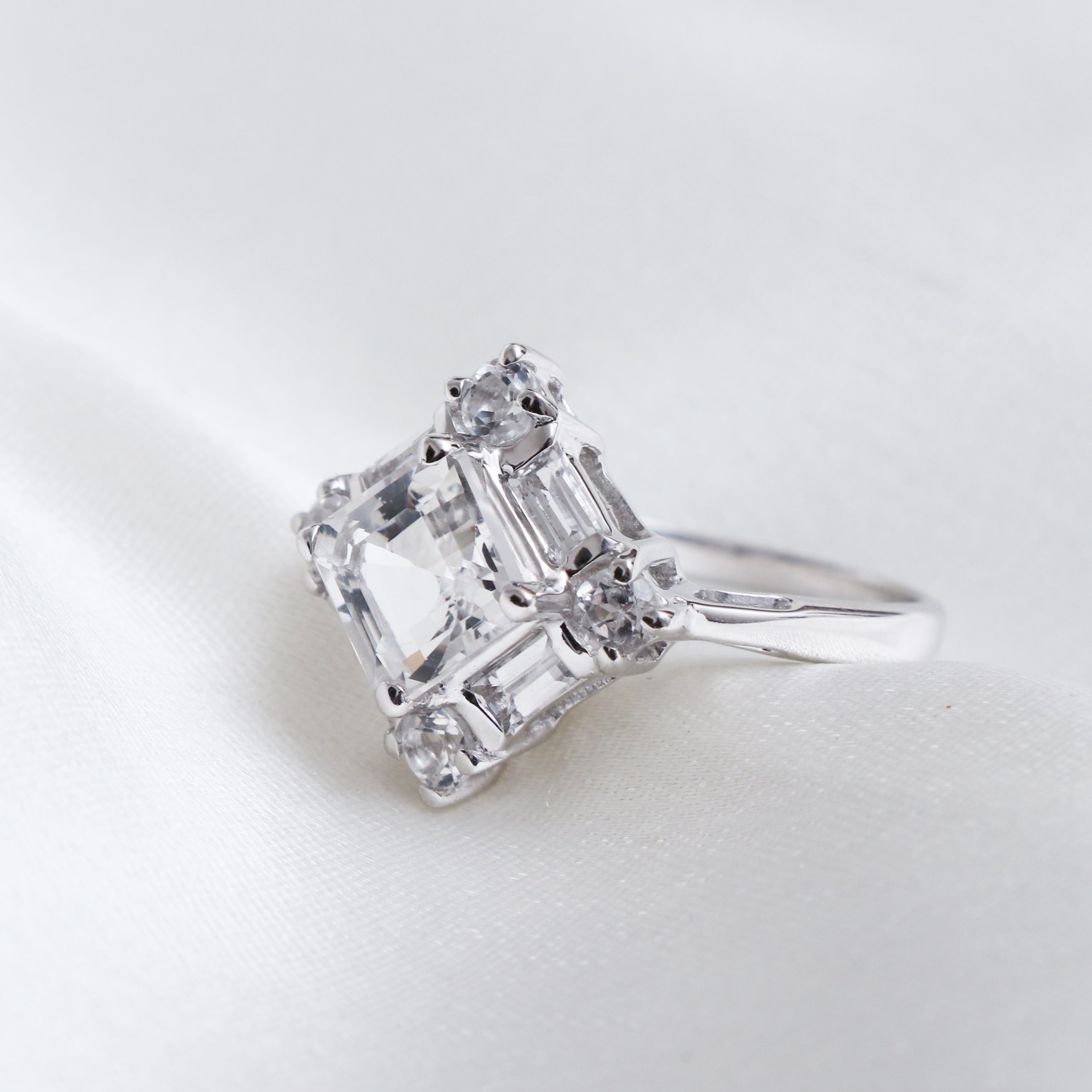 White Topaz Gemstone Ring