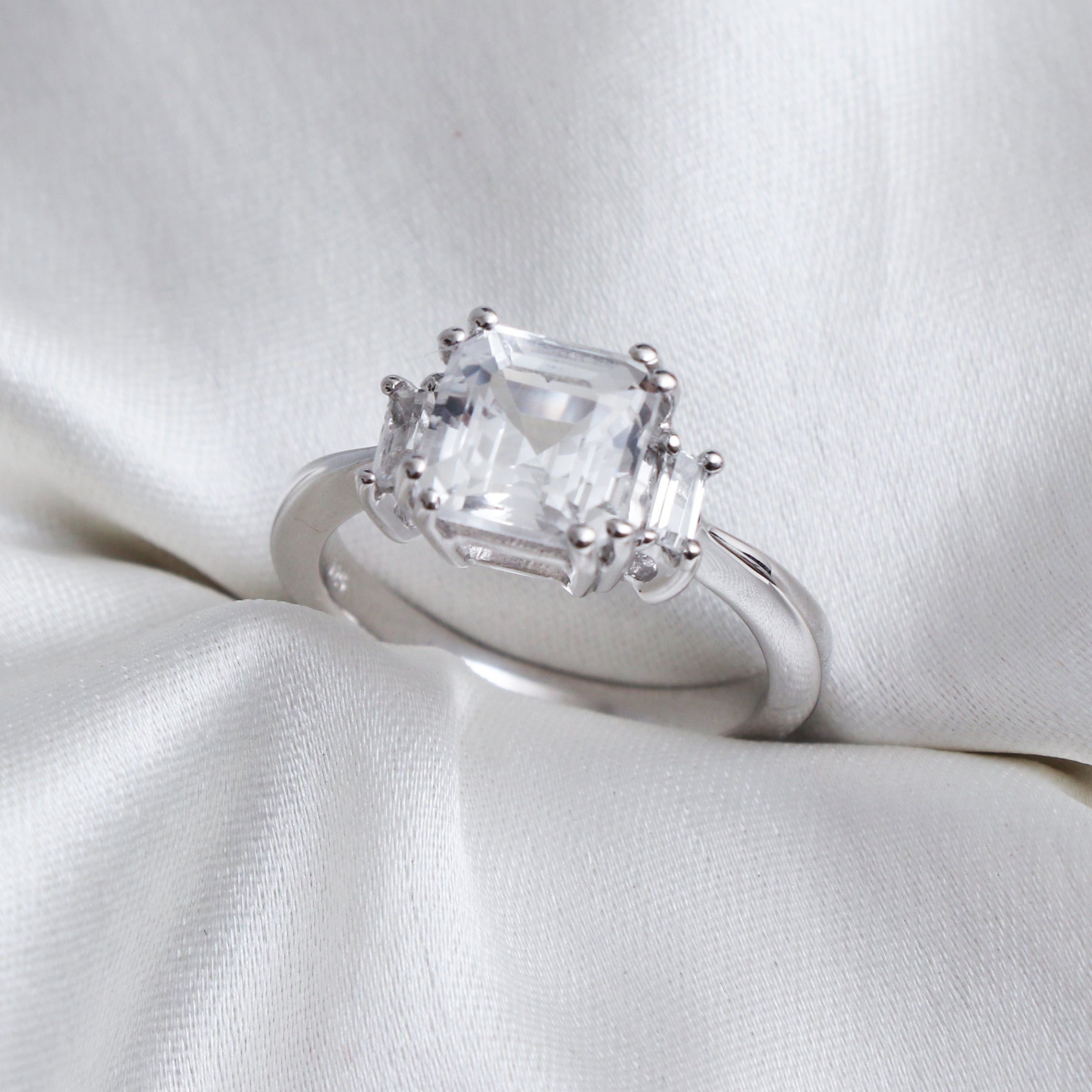 Natural White Topaz Rings