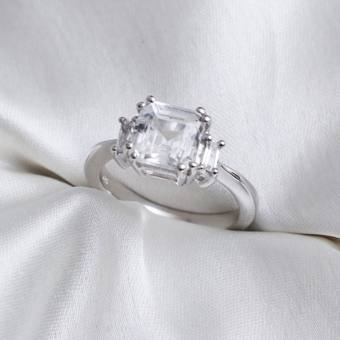 Natural White Topaz Rings