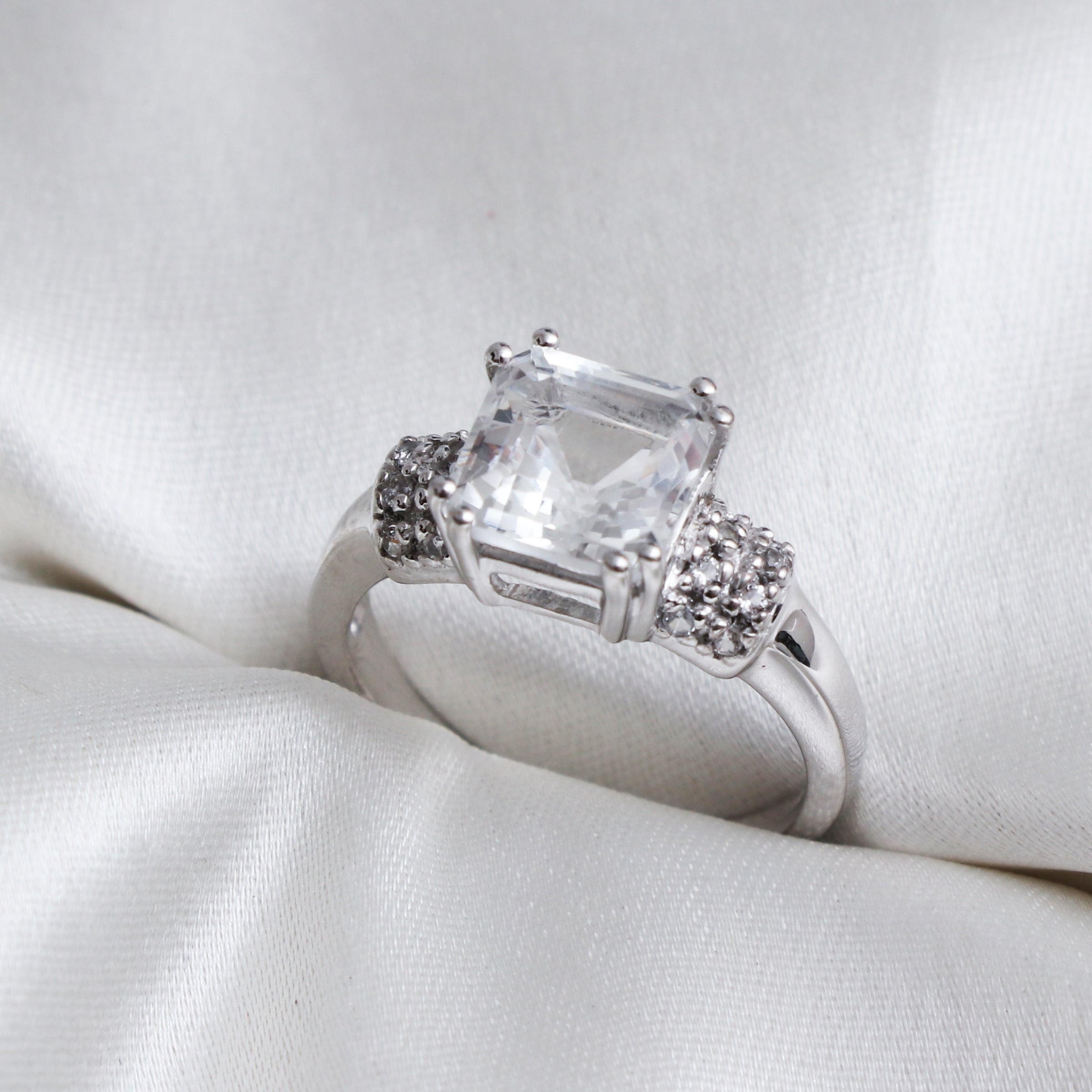 Genuine White Topaz Ring
