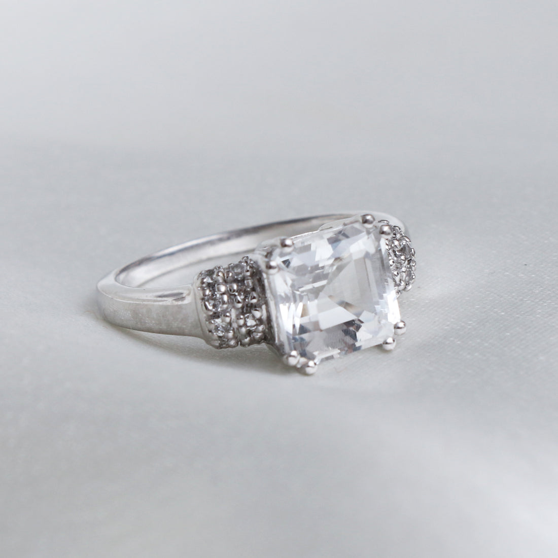 Genuine White Topaz Ring