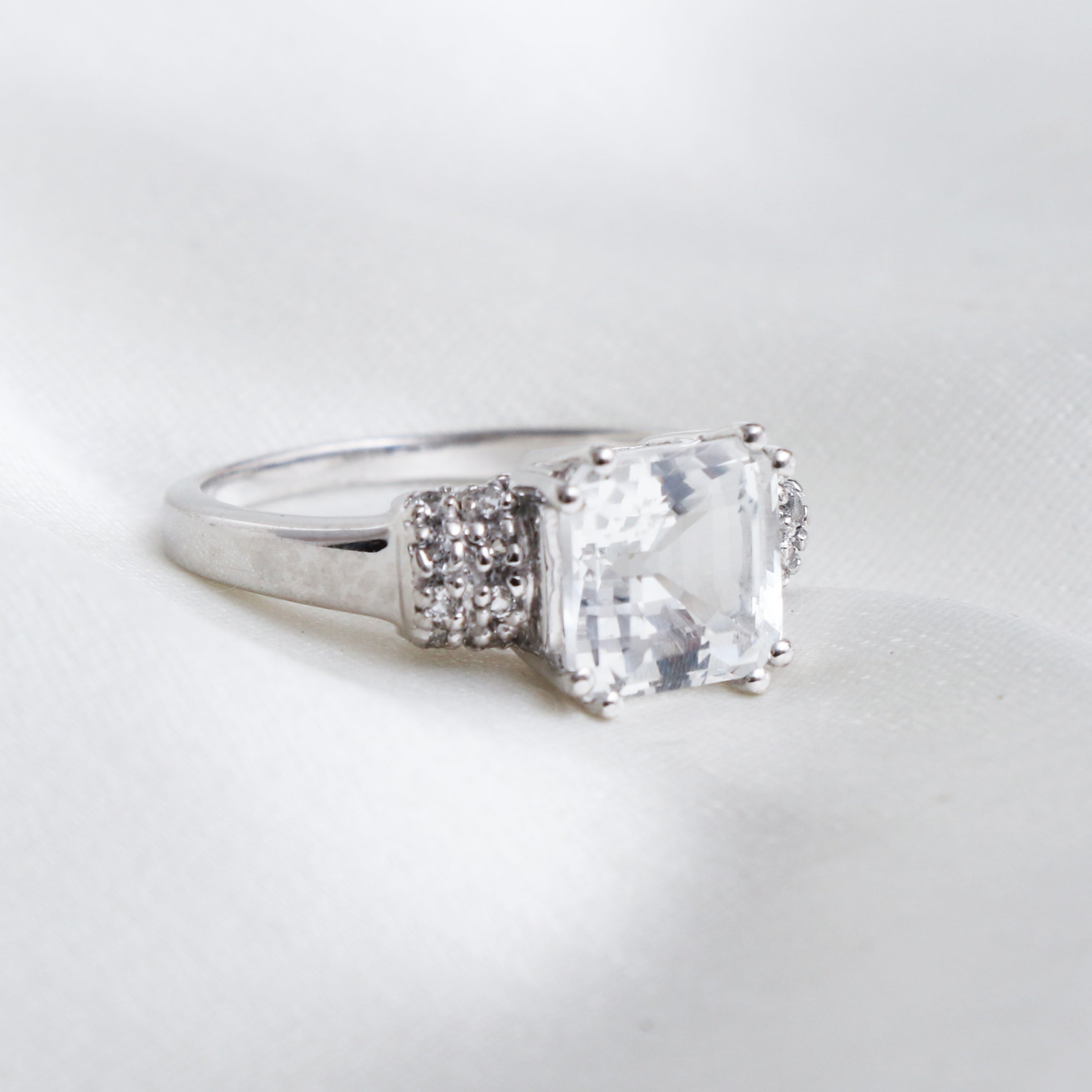 Genuine White Topaz Ring