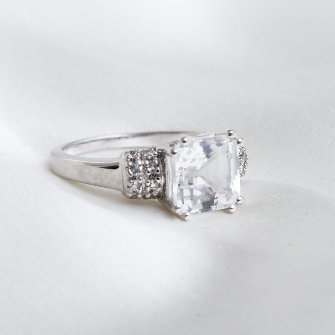 Genuine White Topaz Ring