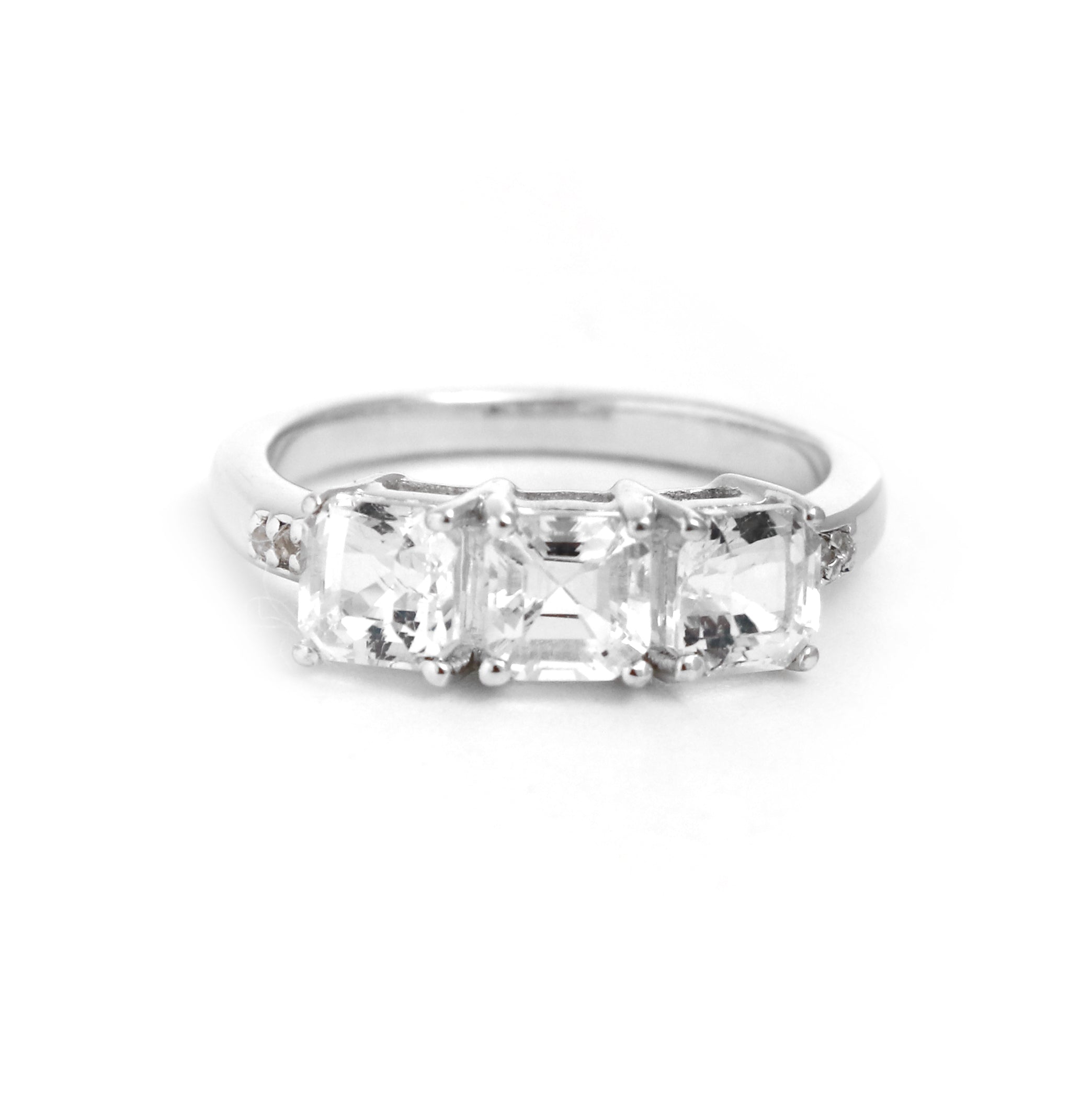 Natural White Topaz Silver Ring