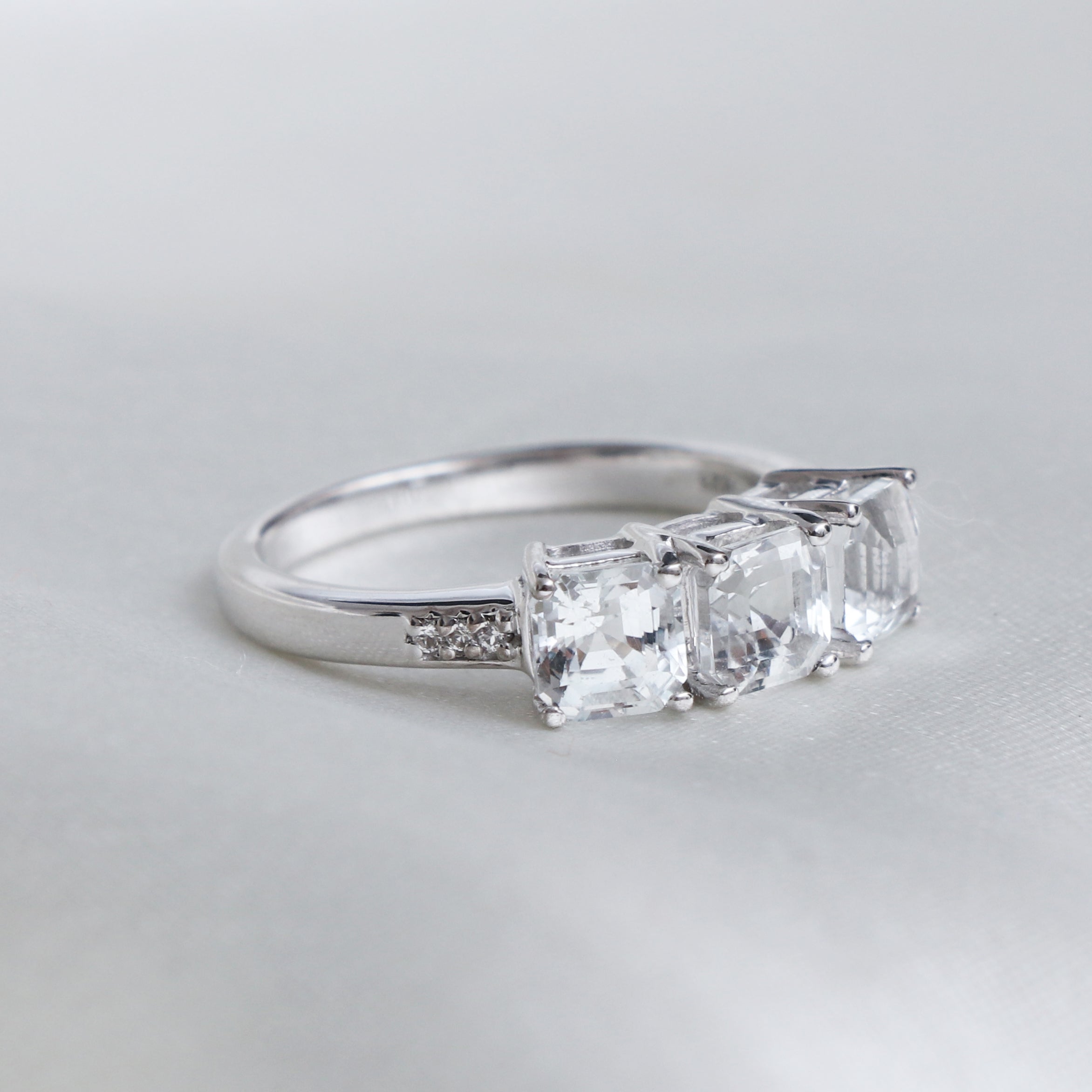 Natural White Topaz Silver Ring