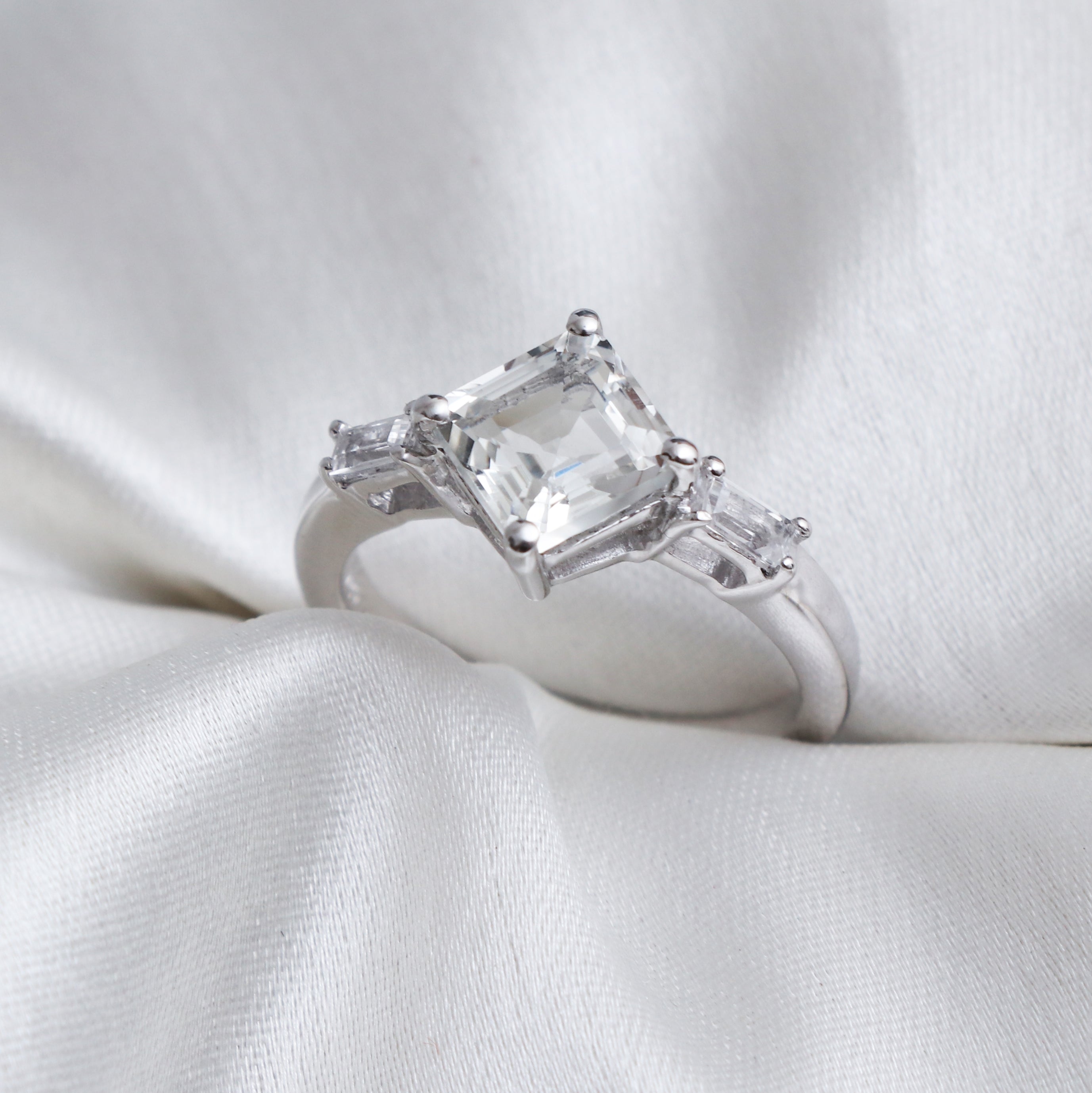 White Topaz Silver Ring