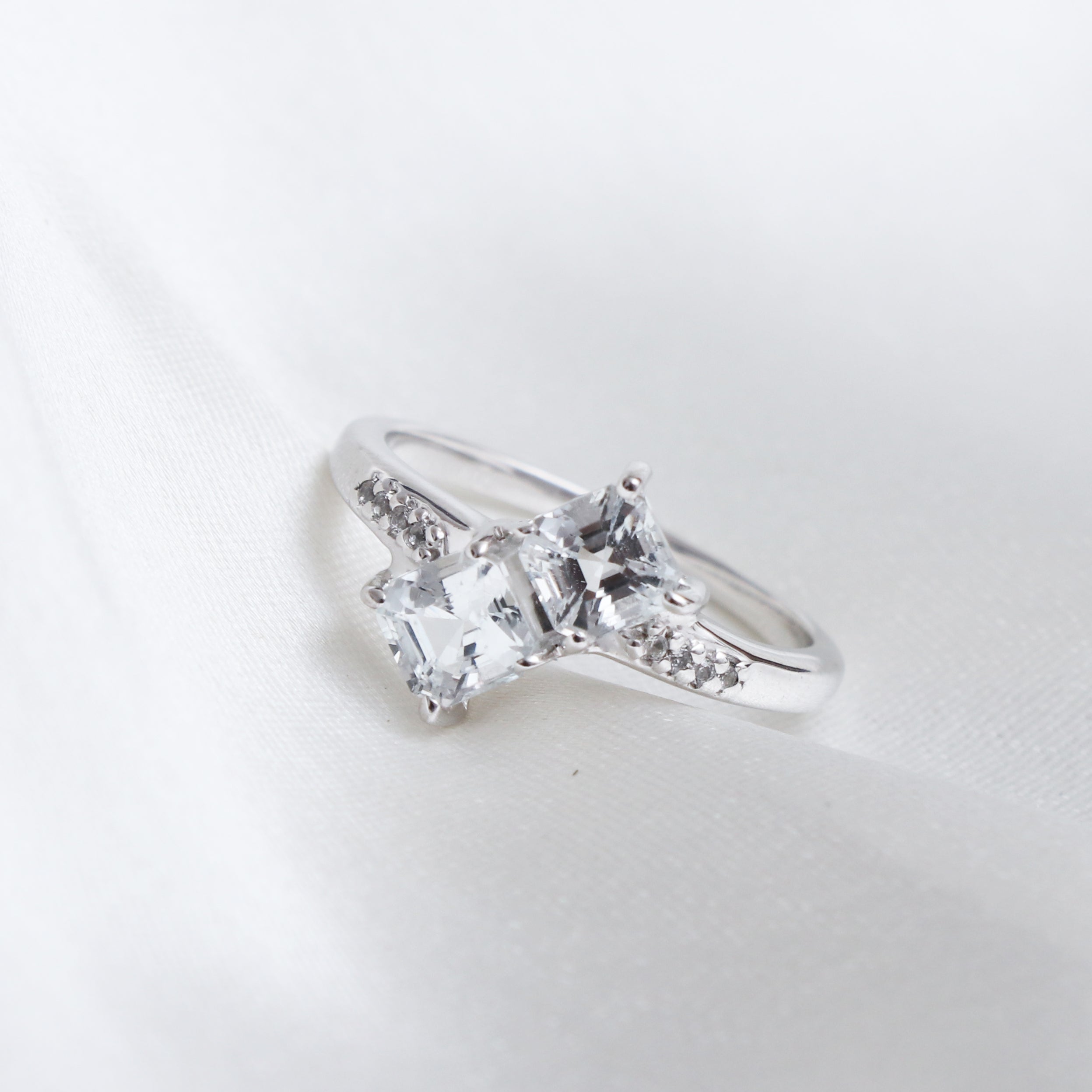 Natural White Topaz Stone Ring