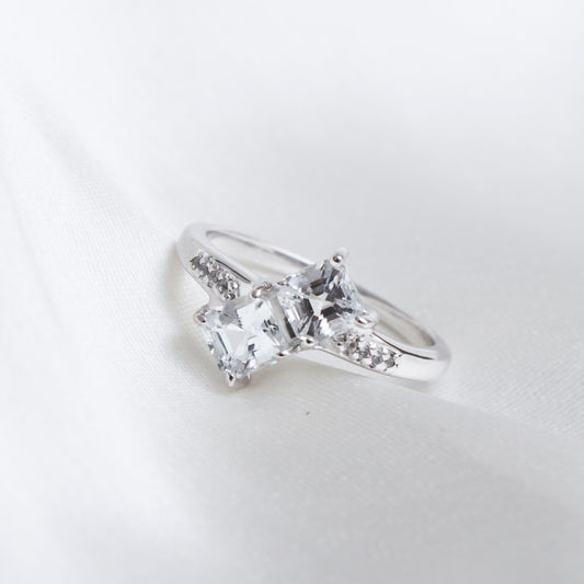 Natural White Topaz Stone Ring