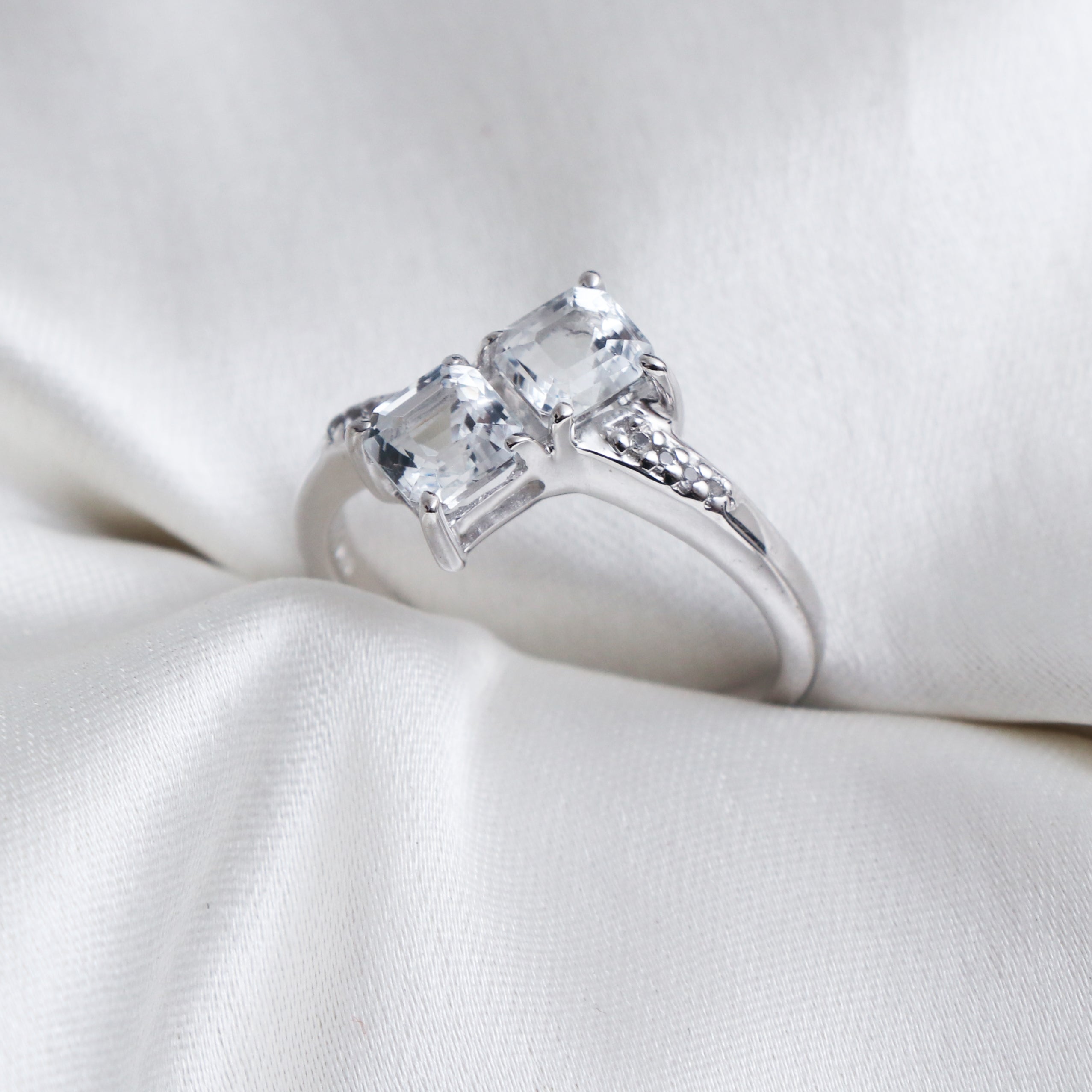 Natural White Topaz Stone Ring