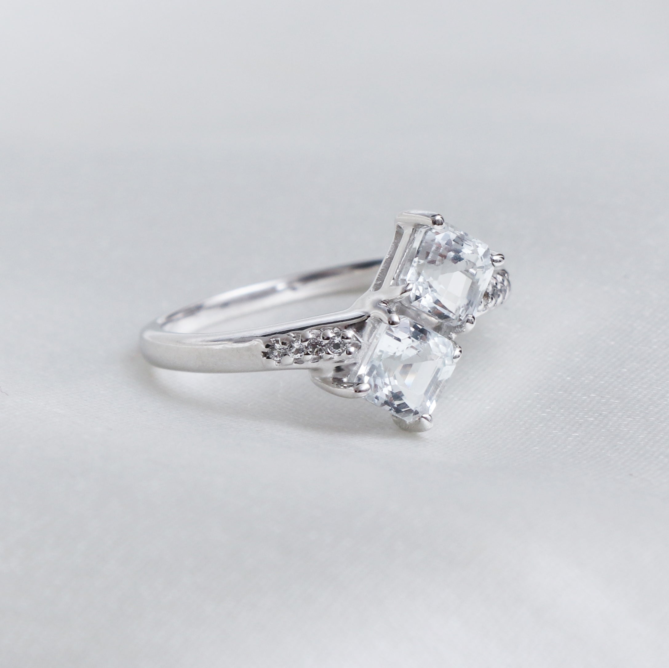 Natural White Topaz Stone Ring