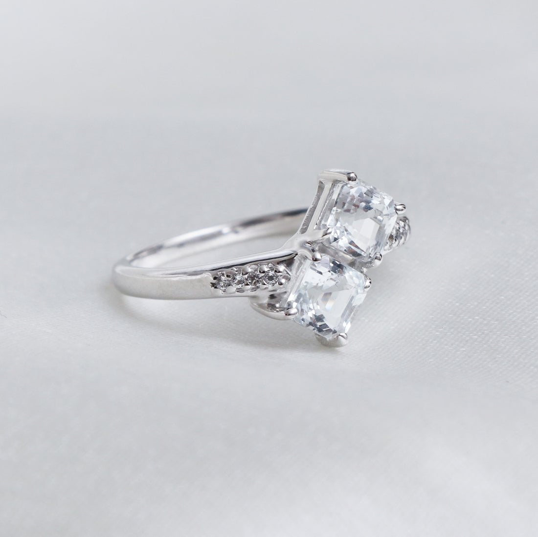 Natural White Topaz Stone Ring