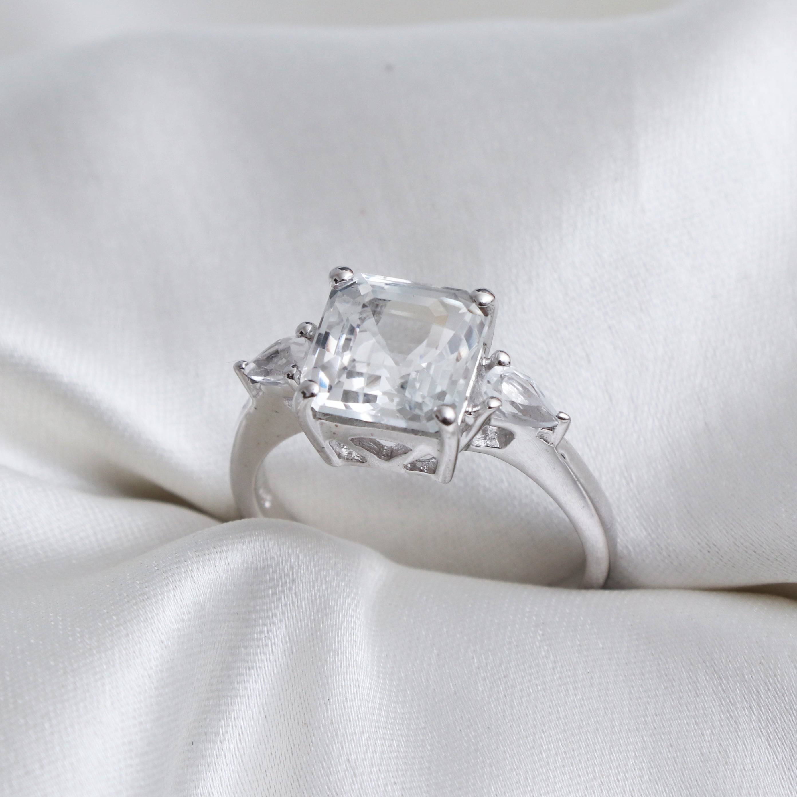 Natural White Topaz Ring