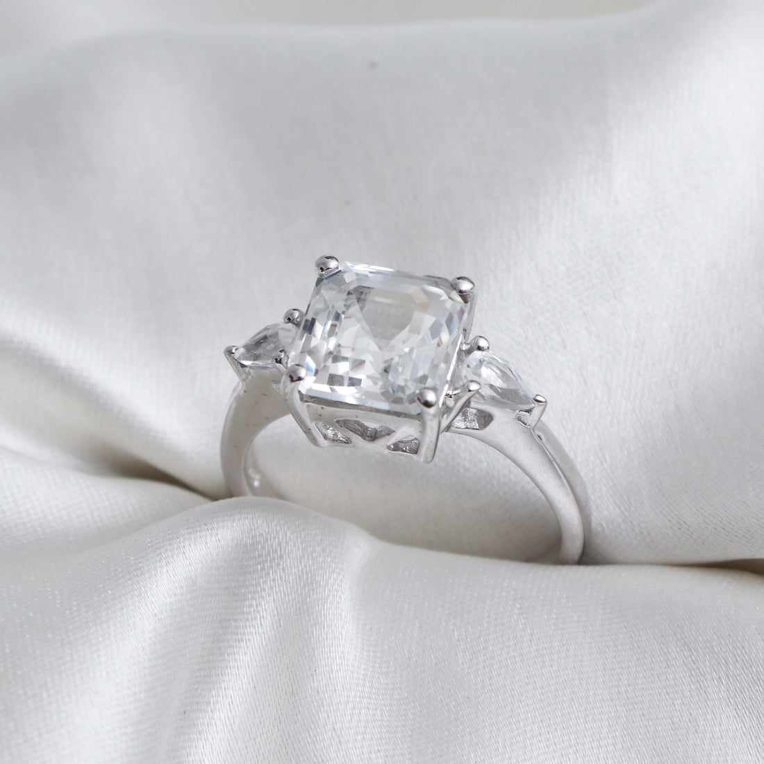 Natural White Topaz Ring