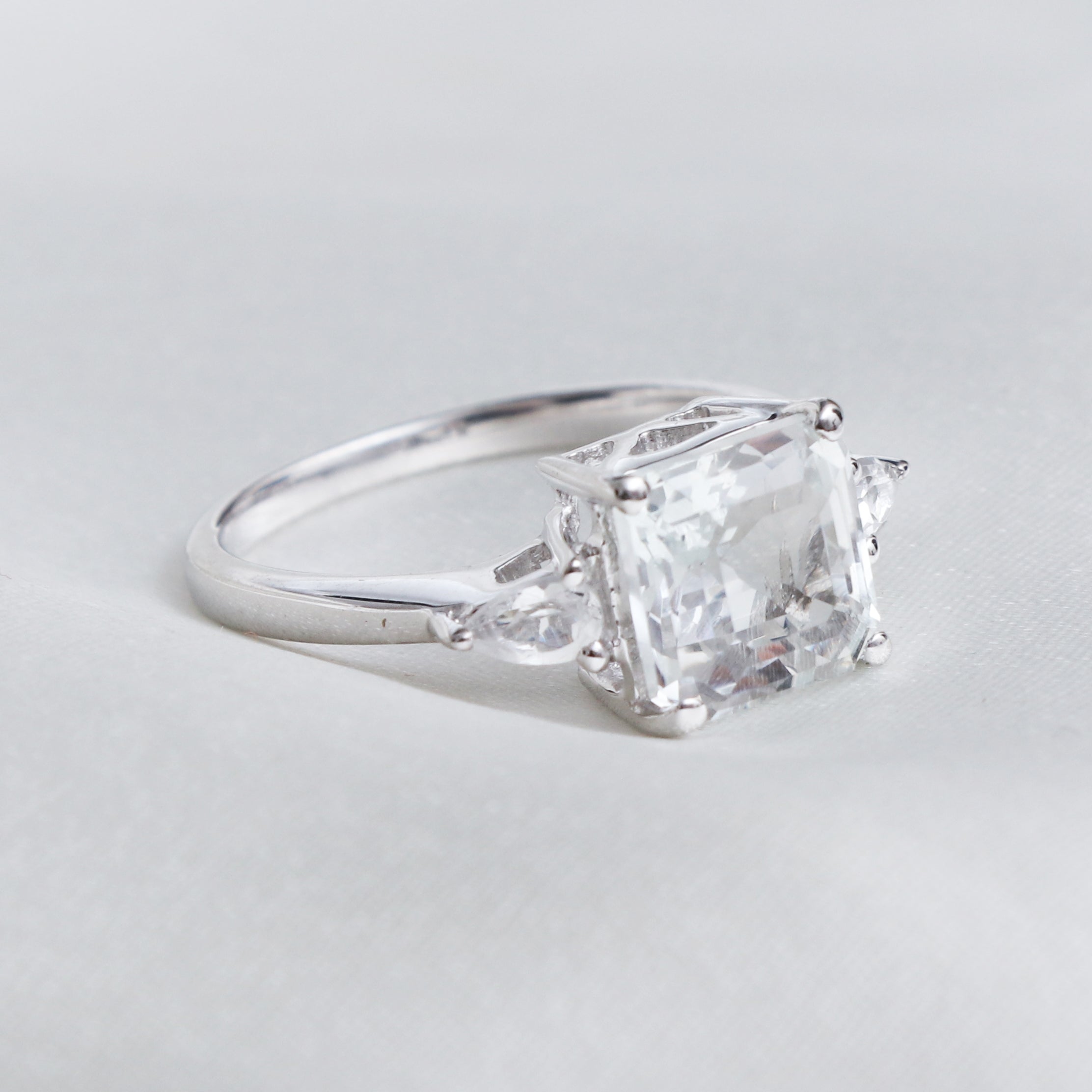 Natural White Topaz Ring