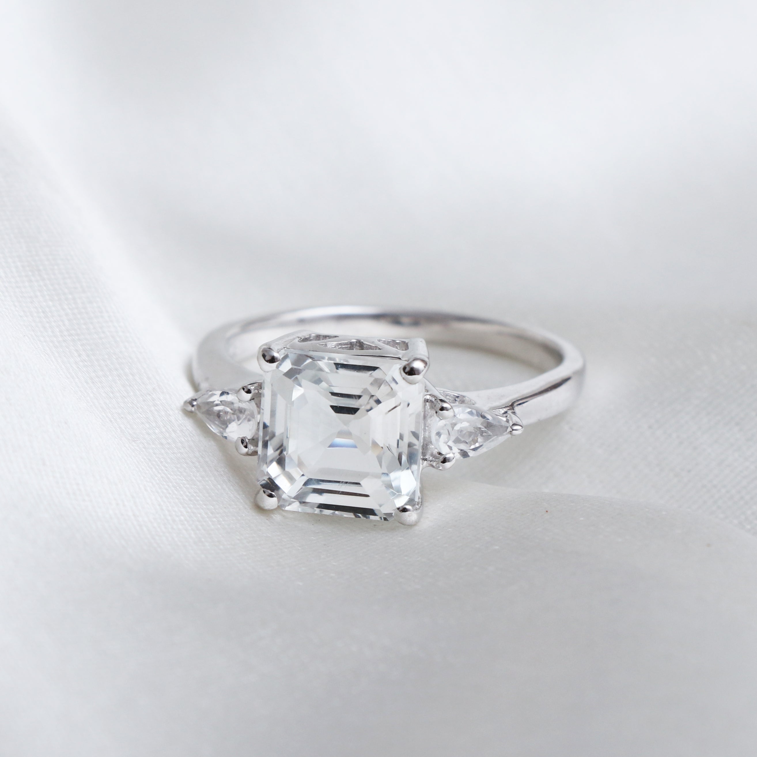 Natural White Topaz Ring