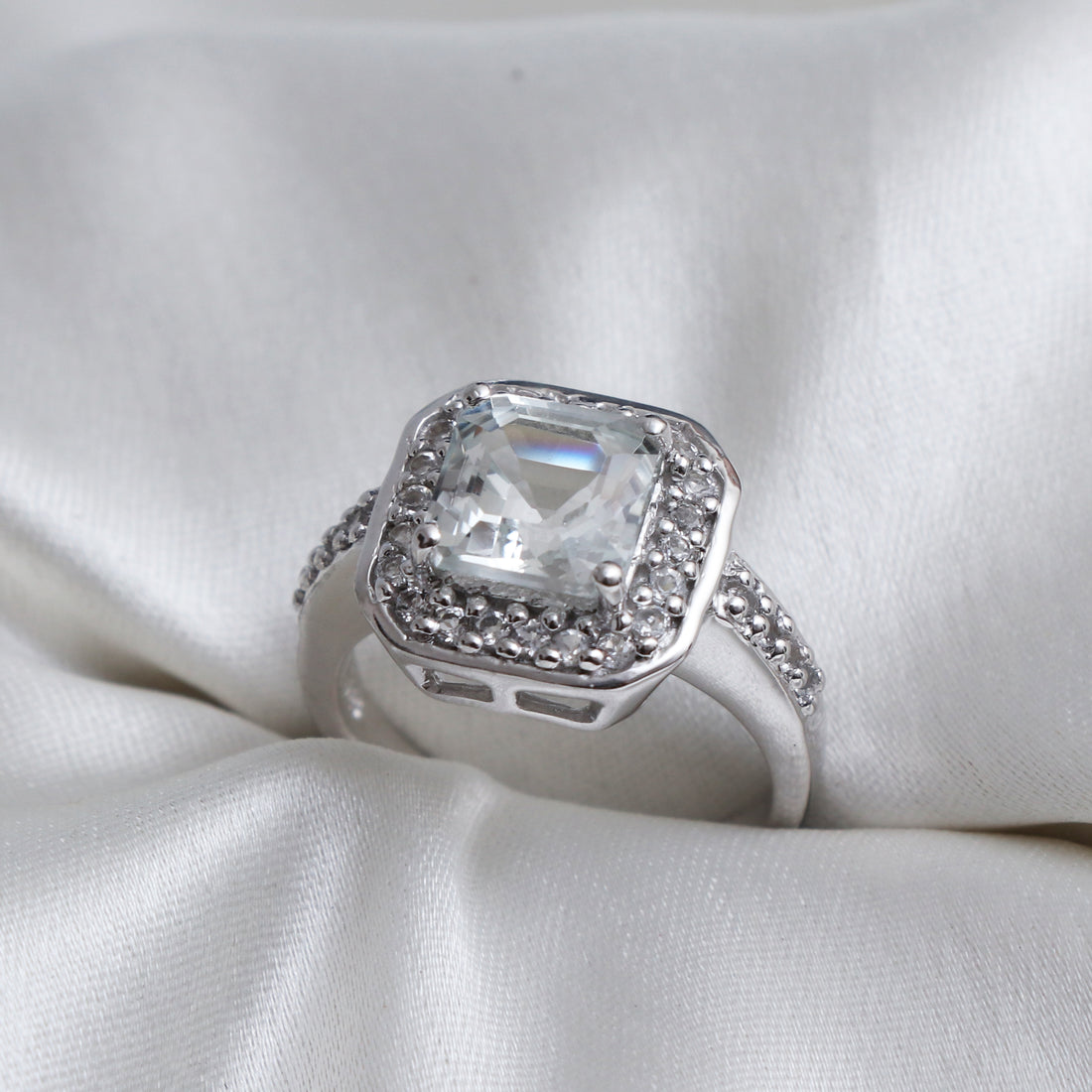 Natural White Topaz Ring