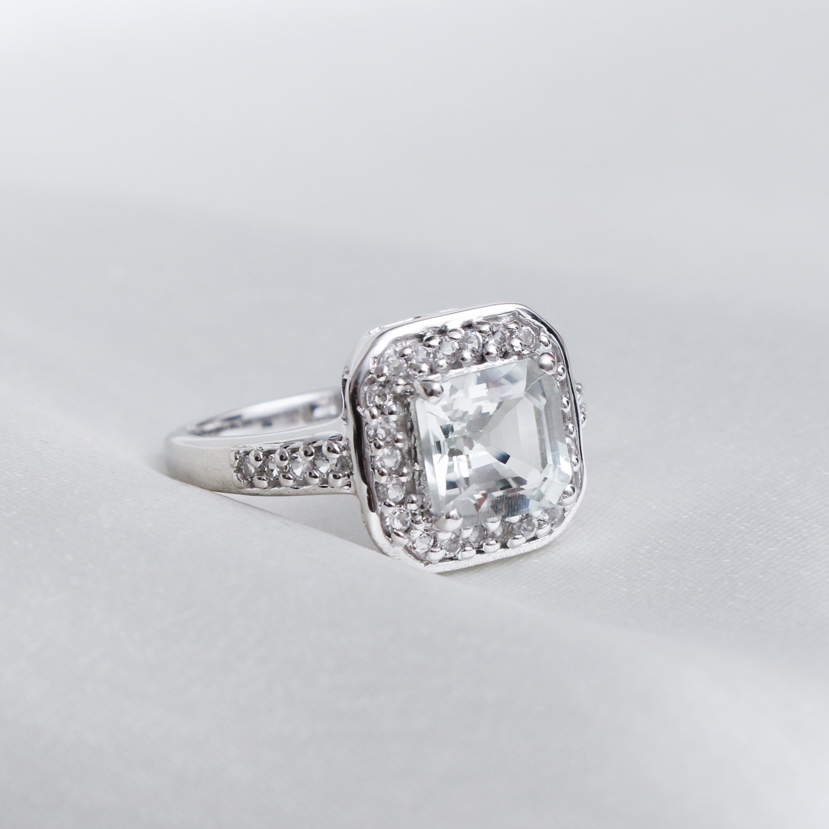 Natural White Topaz Ring