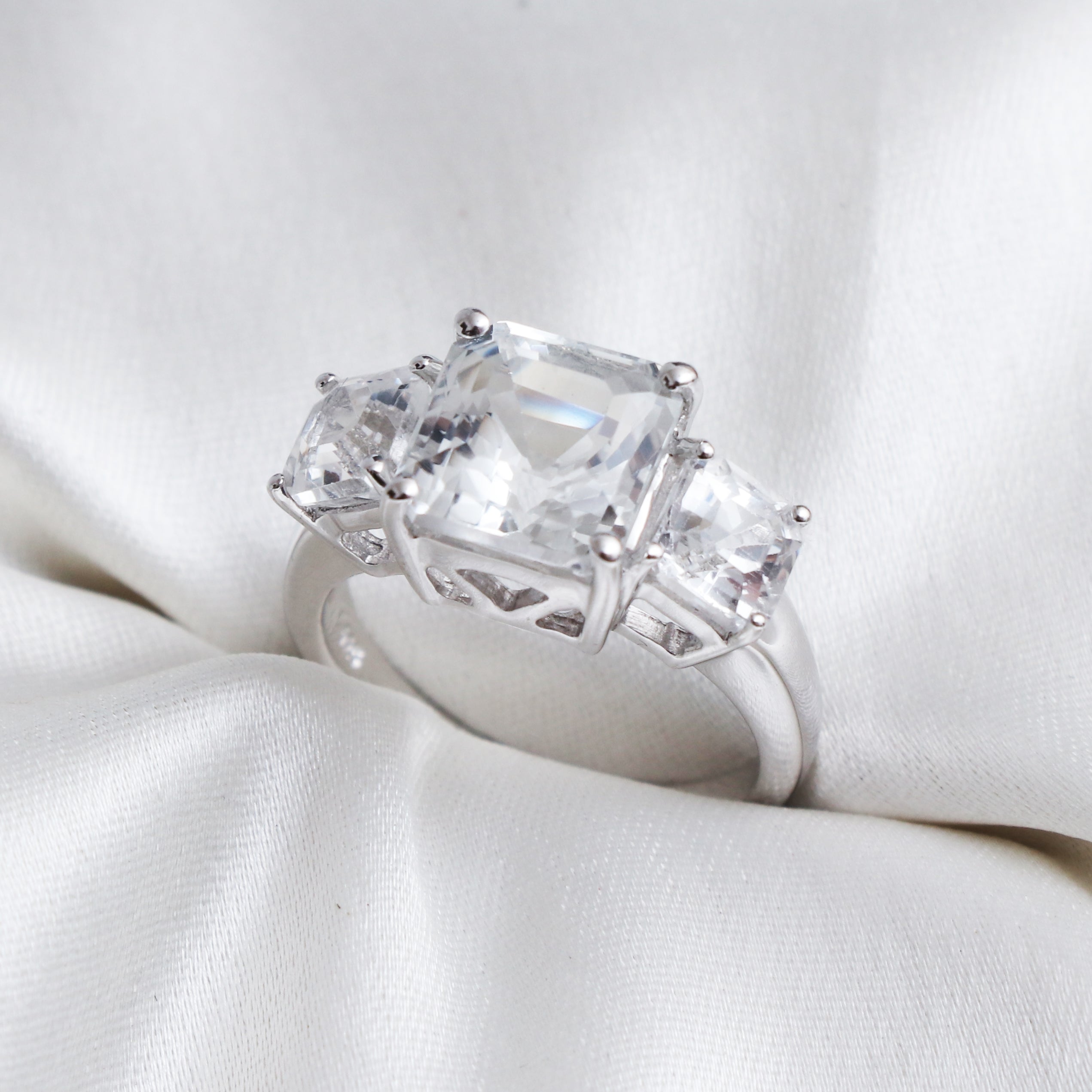 White Topaz Silver Ring