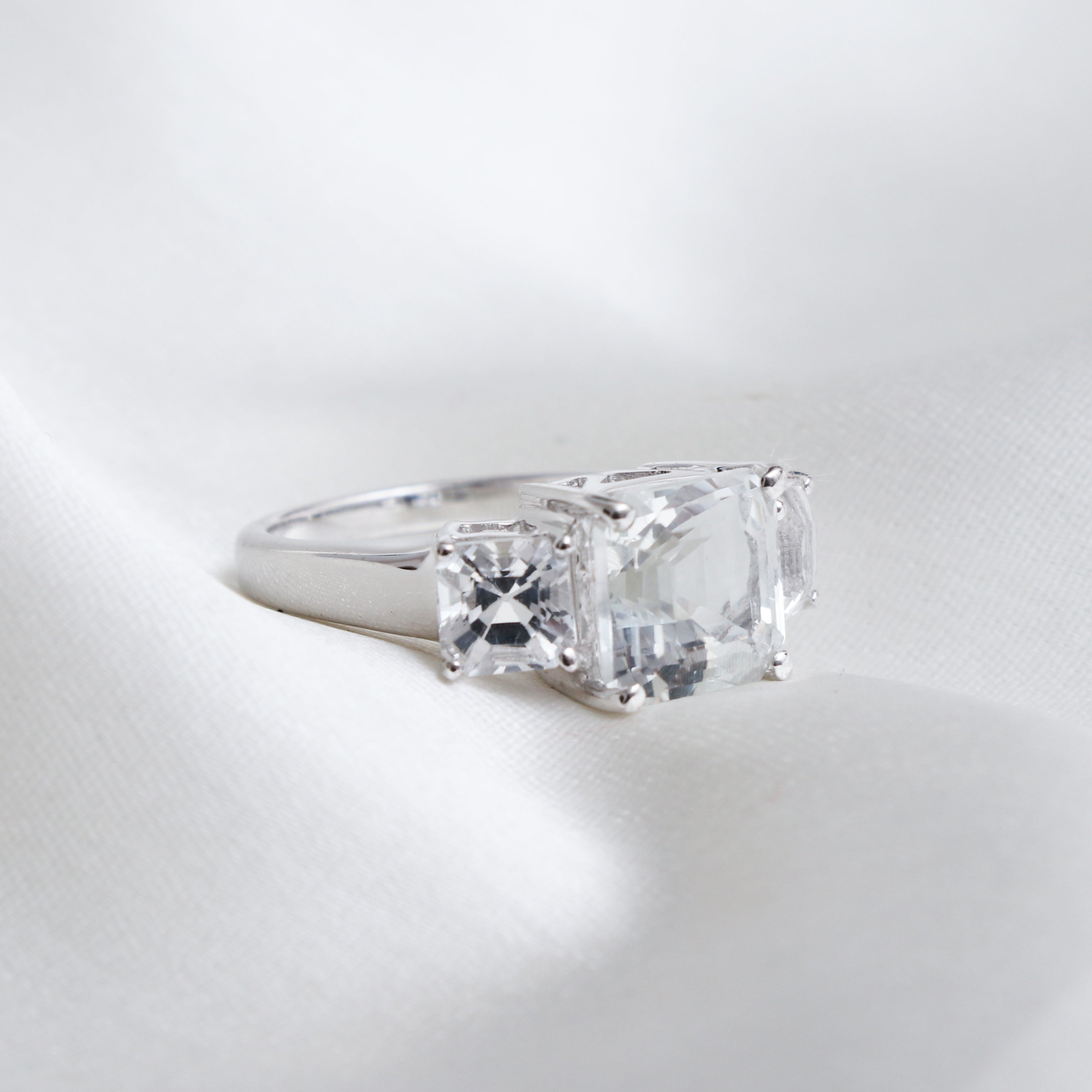 White Topaz Silver Ring