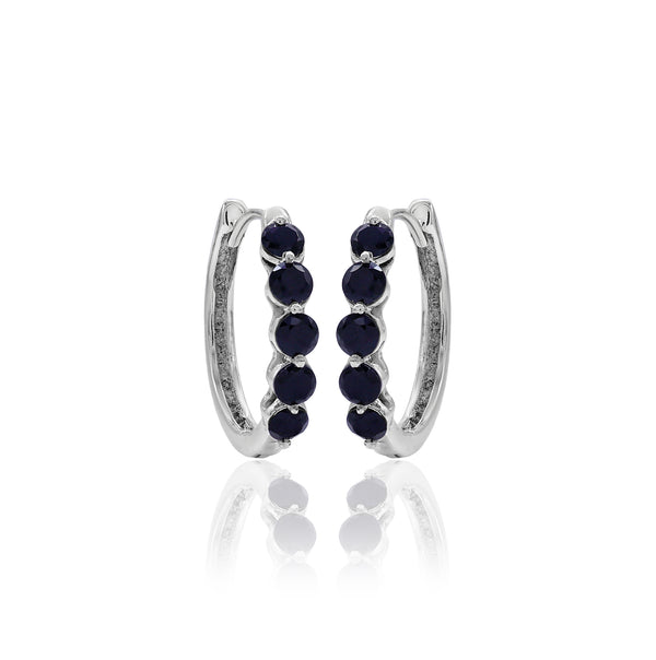 Natural Black Spinel Hoop Earrings
