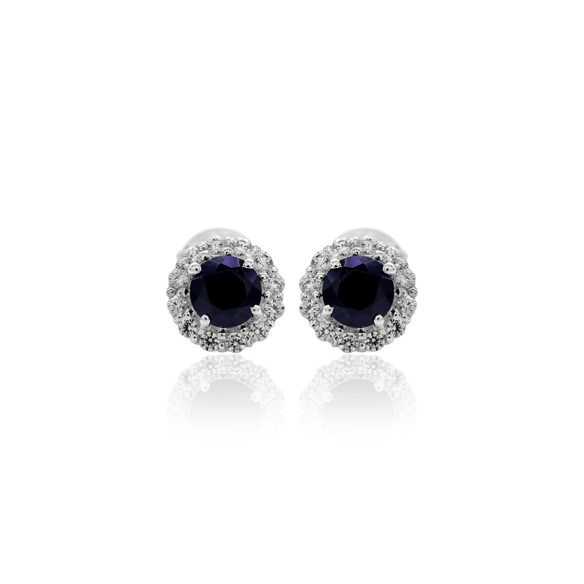 Black Spinel Round Stud Earrings