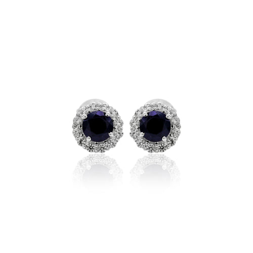 Black Spinel Round Stud Earrings