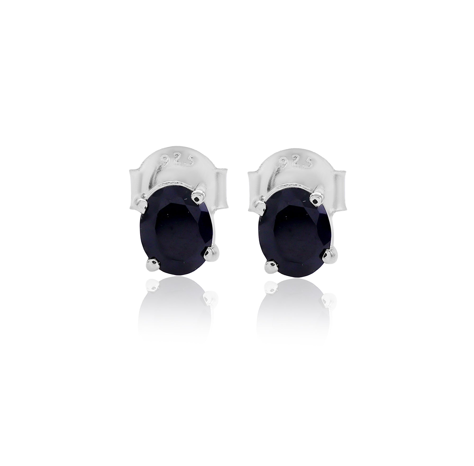 Black Spinel Oval Stud Earrings