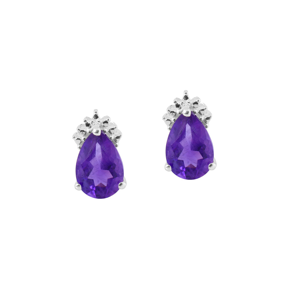 Amethyst Pear Stud Earrings