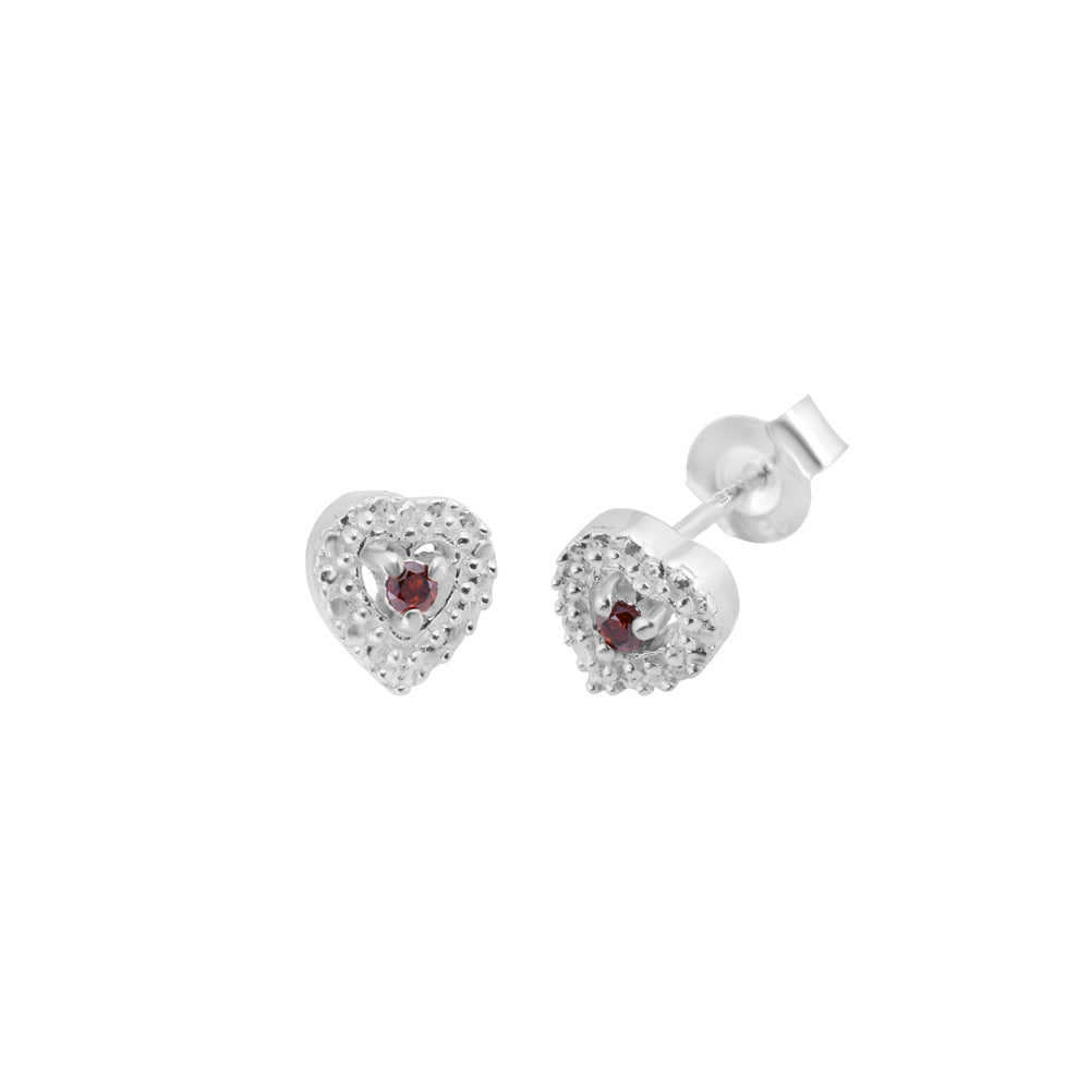 Red Diamond Heart Stud Earring
