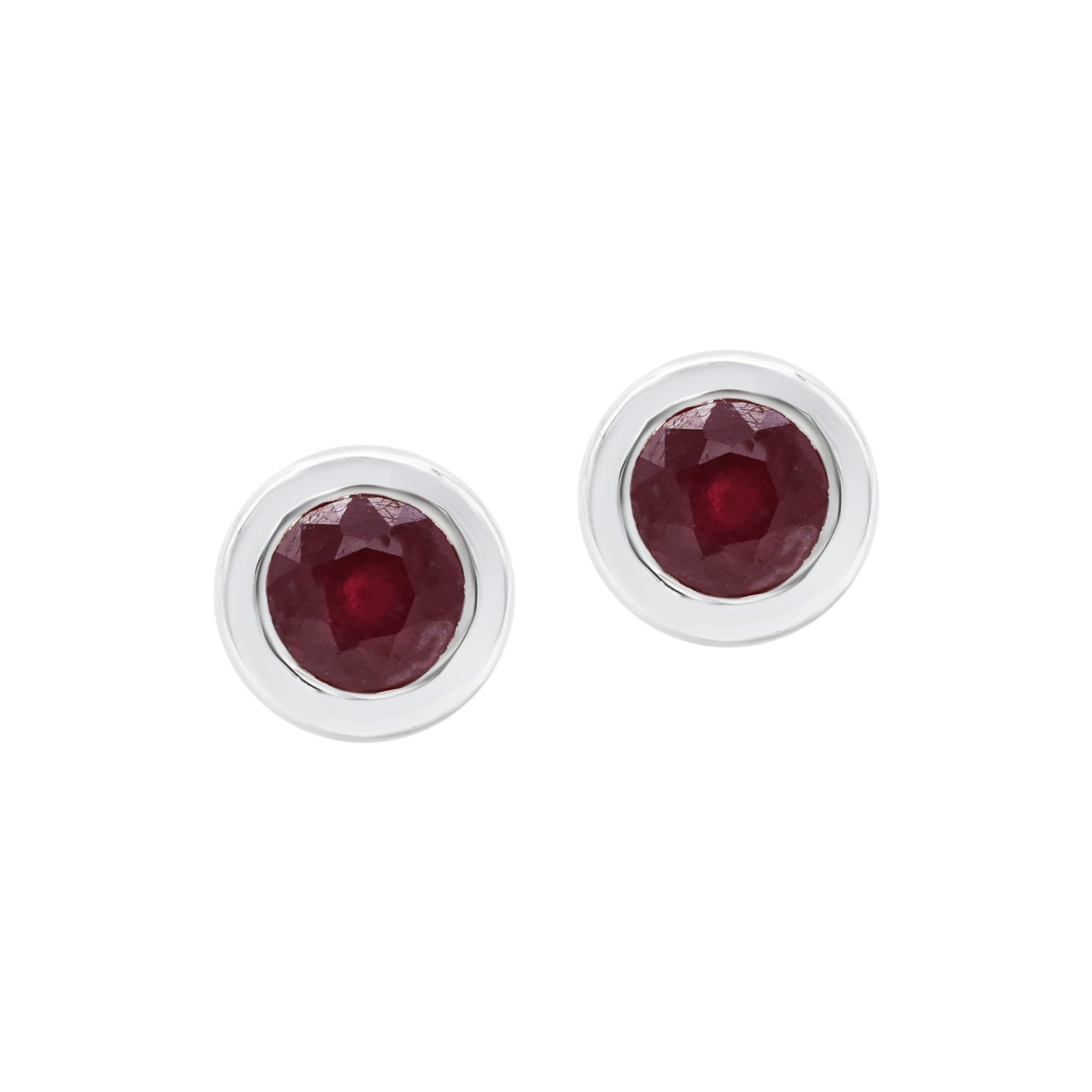 Garnet Round Stud Earrings