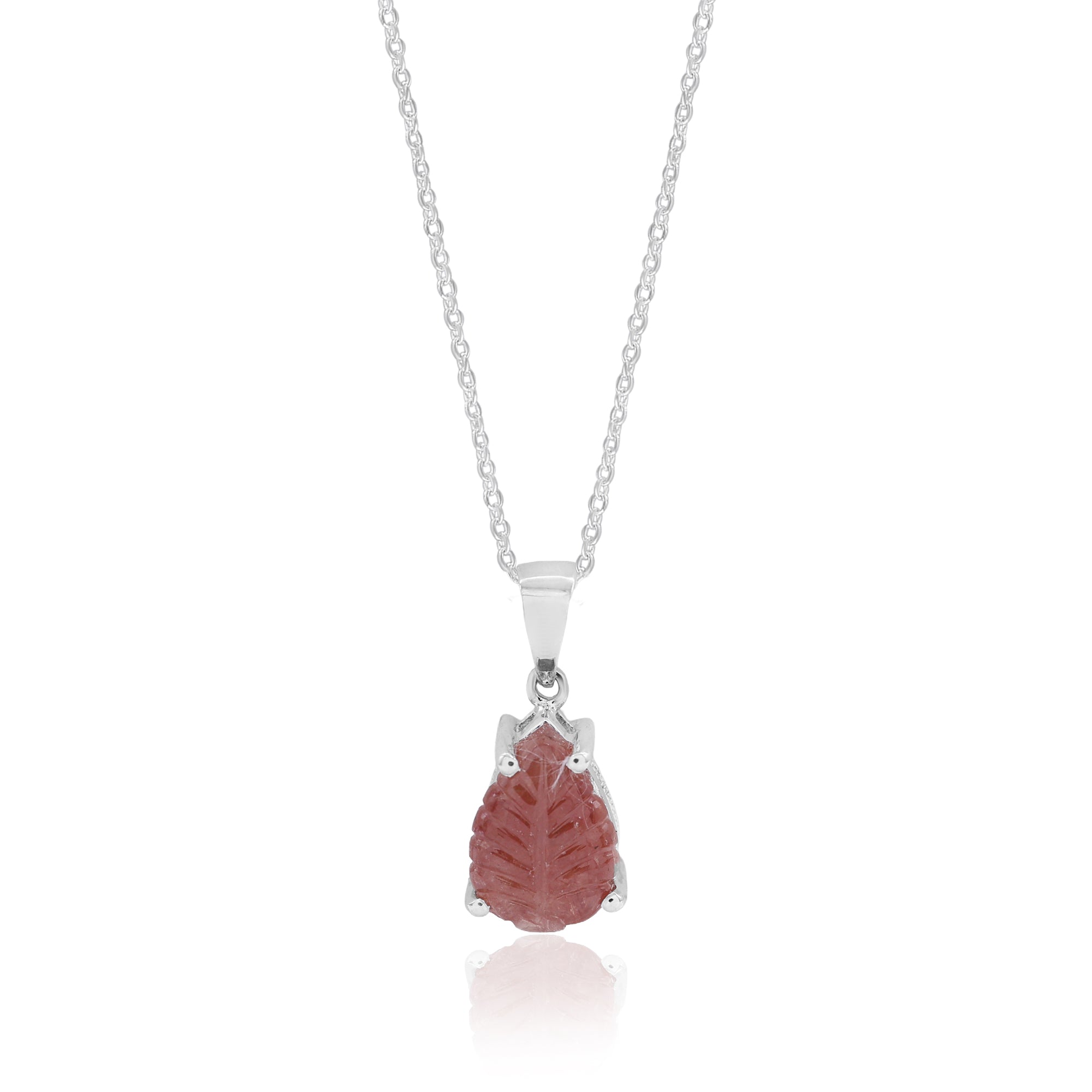 Natural Red Tourmaline Carving Pendant With Chain
