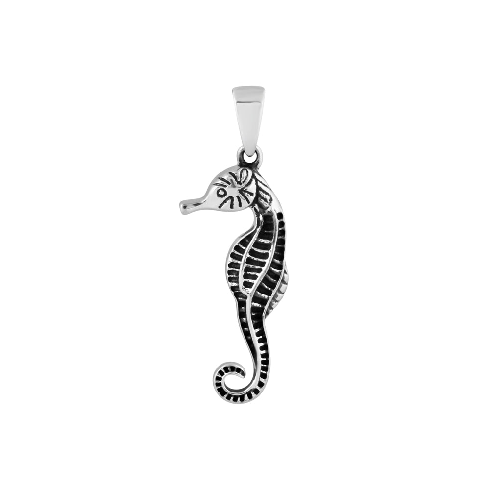 Silver Sea Horse Pendant With Chain