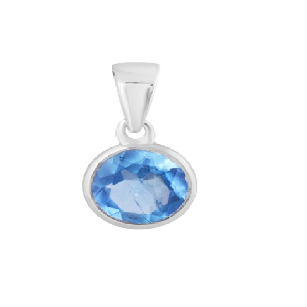Sky Topaz Silver Pendant