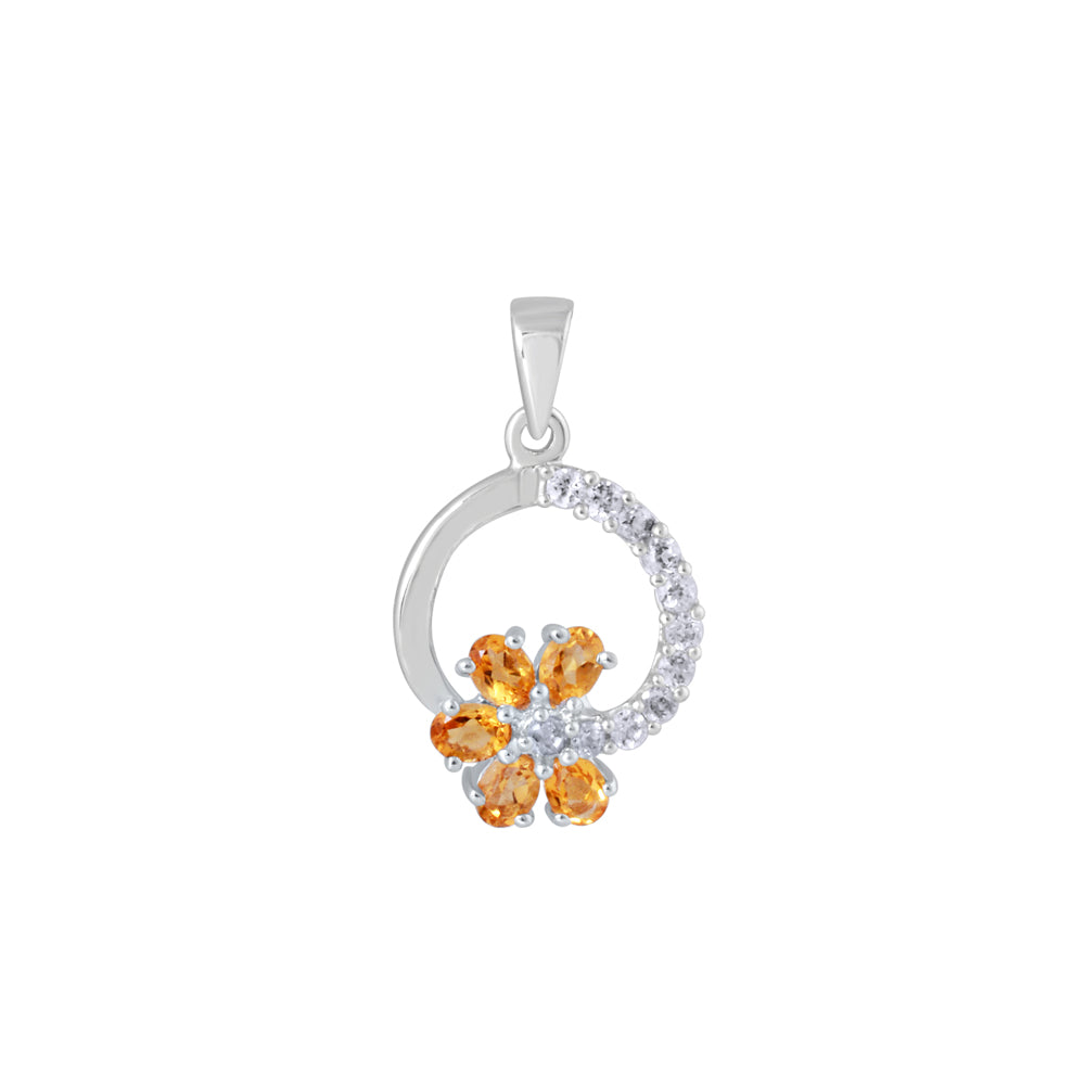 Yellow Citrine Silver Pendant