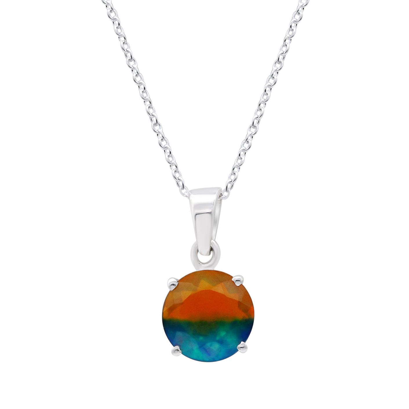Peacock Opal Round Pendant With Chain