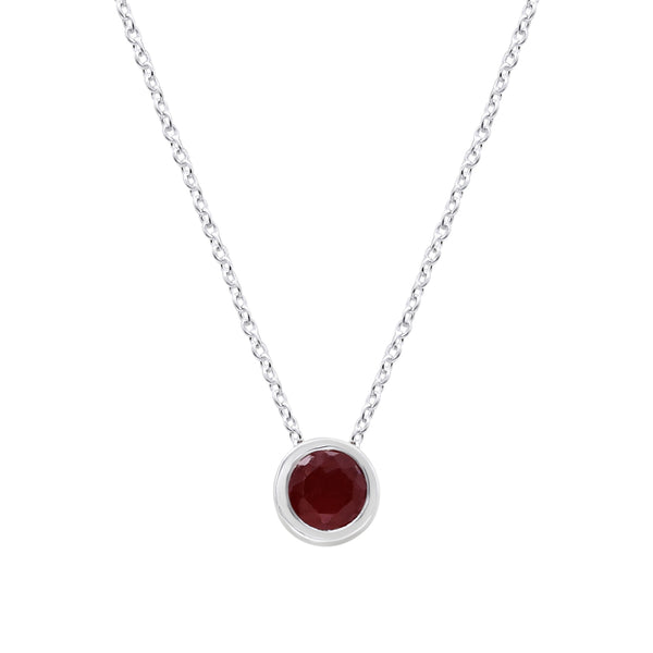 Natural Red Garnet Round Pendant With Chain