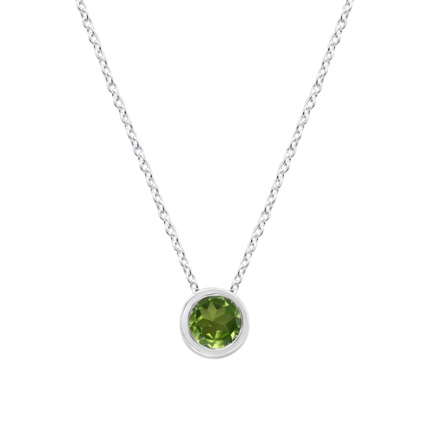 Natural Peridot Round Pendant With Chain