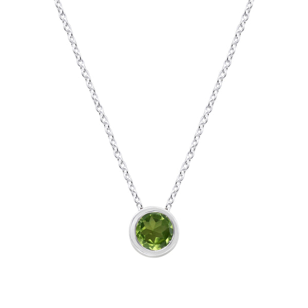Natural Peridot Round Pendant With Chain