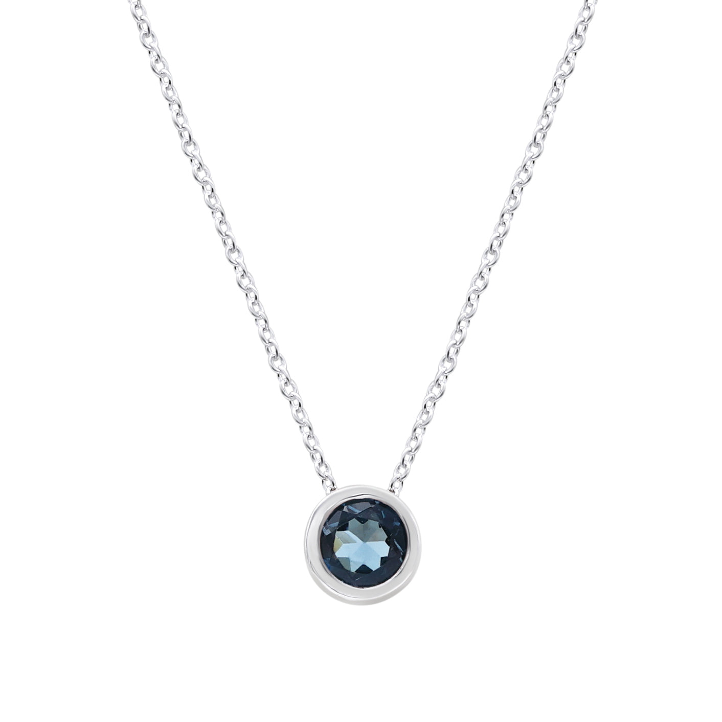 Swiss Blue Topaz Pendant With Chain