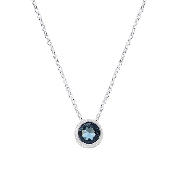 Swiss Blue Topaz Pendant With Chain