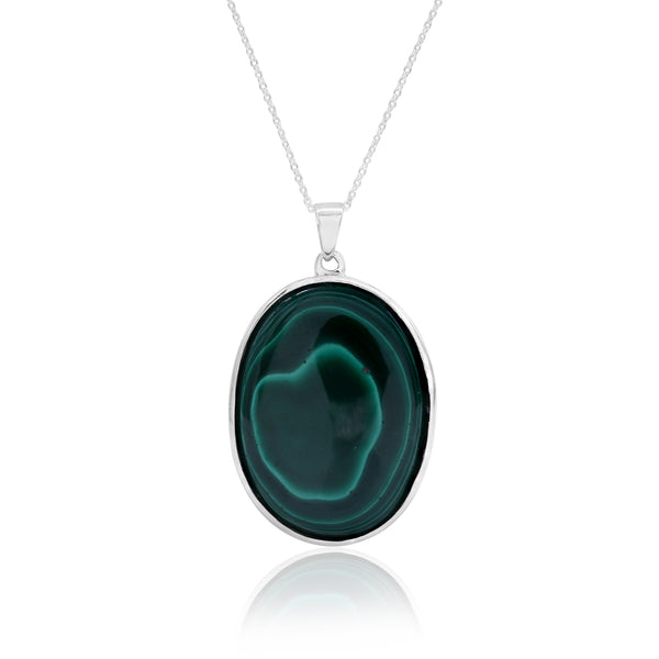 Malachite Oval Pendant With Chain