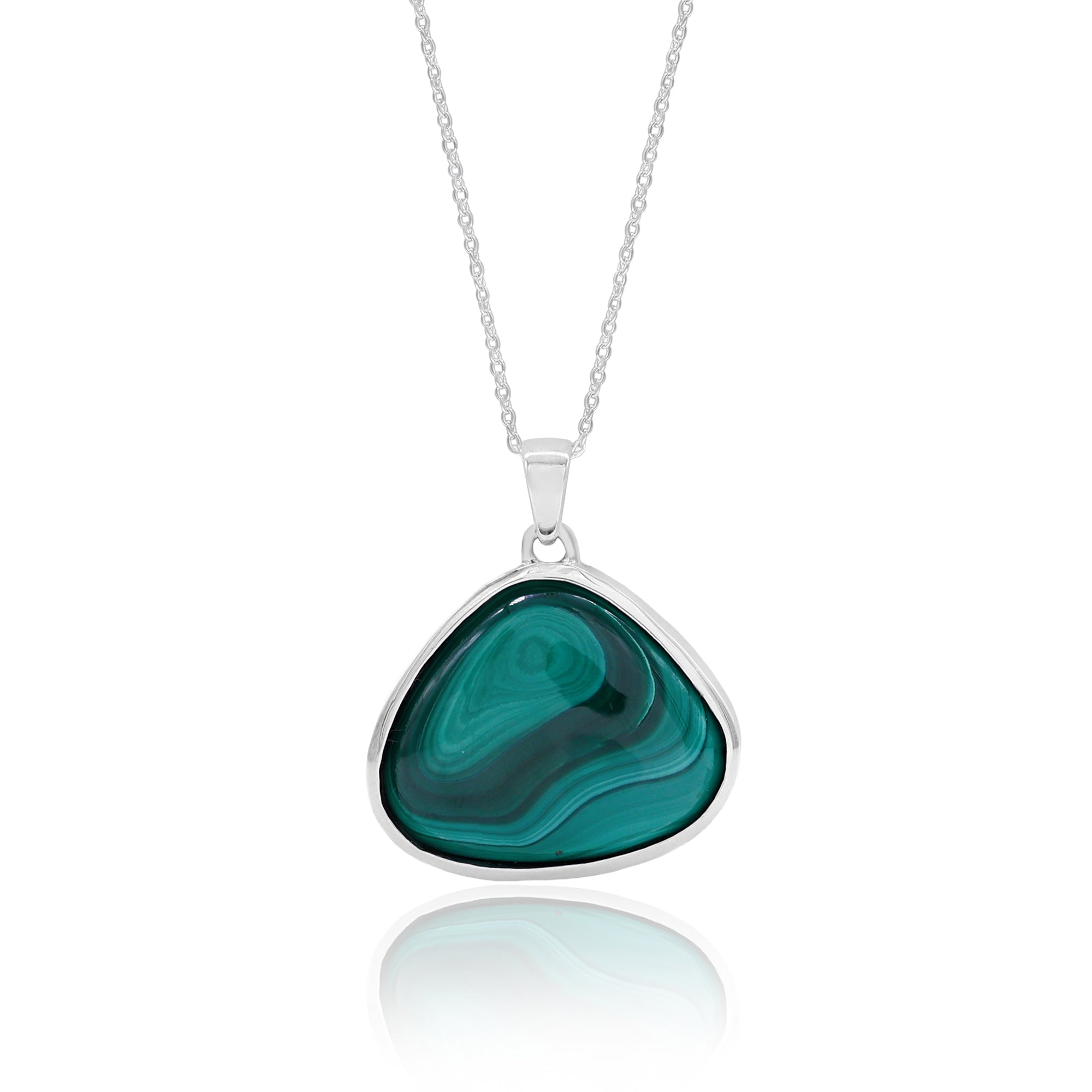 Natural Malachite Triangle Cabochon Pendant