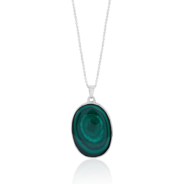 Natural Malachite Cabochon Pendant For Women