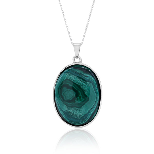 Natural Malachite Pendant With Bezel Set